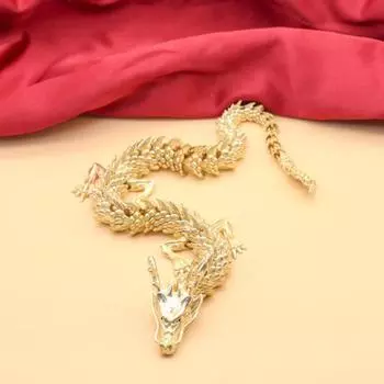 Китайская фигурка дракона с подвижными суставами, миниатюрная 3D-модель скульптуры дракона золотистого цвета, украшение из смолы, ретро-модель животного из меди золотистый