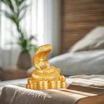 Китайская фигурка змеи года для украшения дома, скульптура из смолы, стол 5.5cmx4cmx7cm золотой