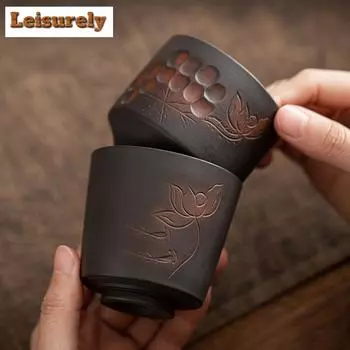 Китайская фиолетовая керамическая чашка для чая Цинси, ручной работы, прыгающий нож, керамическая чаша для чая, дегустационная чашка, чашка для медитации, чайная утварь для кунг-фу