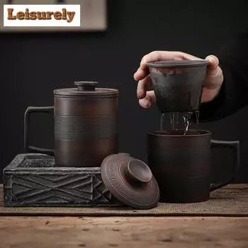 Китайская фиолетовая керамика Qingxi, офисная кружка, фильтр, внутренняя подкладка, кружка для разделения воды и чая, Handamde Jump Knife, личная кружка, подарок