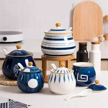 Китайская керамическая банка для масла, устойчивая к высоким температурам, большая емкость для кухни, солонка, банка для приправ, бутылка для специй