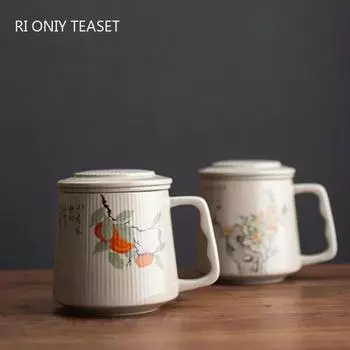 Китайская керамическая чашка для чая, кружка ручной работы с крышкой и ситечком, бытовая чашка для разделения воды, переносная дорожная чайная утварь Teacup
