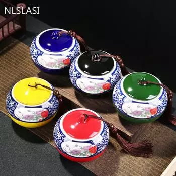 Китайская керамическая герметичная банка для дома с крышкой, чайная банка для путешествий, переносная банка для чая, горшок для хранения конфет, кухонные принадлежности, аксессуары C 11.6X10.8CM 490ML