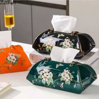 Китайская керамическая коробка для салфеток, креативное украшение для обеденного стола, коробка для хранения салфеток, украшение для дома, держатель для салфеток для кухни, подарок
