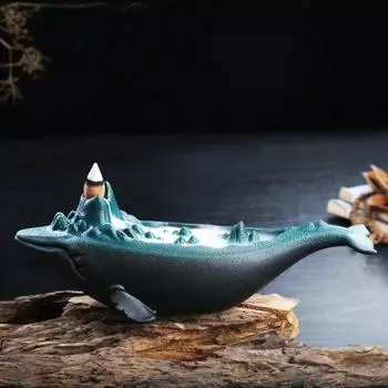 Китайская керамическая курильница для благовоний в виде кита, курильница для благовоний в помещении, сандаловое дерево, курильница для чайной церемонии, креативные украшения