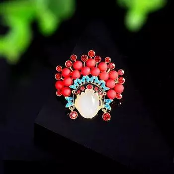 Китайская классическая булавка для драматического лица, высококачественная женская креативная красная брошь для женщин, эмалированная цветная брошь, аксессуары для одежды