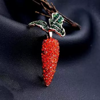 Китайская креативная брошь-морковка для женщин, универсальная, бриллиантовая, корсажная, нишевая, дизайнерская булавка, аксессуары для одежды розового золота