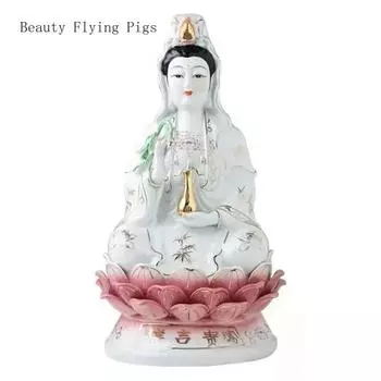 Китайская креативная керамика Наньхай Гуаньинь Украшение для дома Гостиная Благоприятные поделки Фэн-шуй Скульптура Богини Гуаньинь