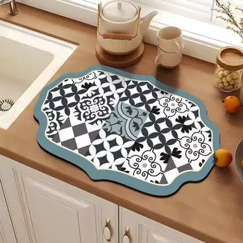 Китайская кухонная столешница дренажный коврик еда диатомит обновление утолщенный абсорбирующий быстросохнущий теплоизоляционный стакан тарелка нескользящий американский коврик 30 * 40cm [Diatom mud 2.5mm]