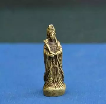 Китайская медная латунная бронзовая латунь Бог моря Ма Цзу Будда Маленькая статуя удачи