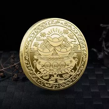 Китайская монета Дракон памятная монета позолоченная счастливая монета коллекционная металлическая коллекция сувениры фэн-шуй декор золотой
