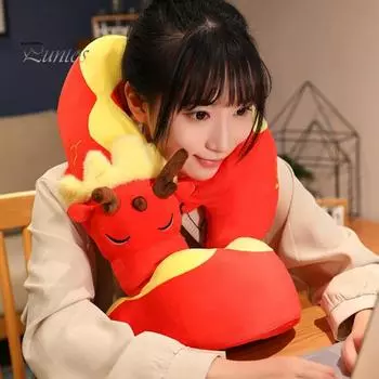 Китайская новогодняя плюшевая игрушка дракона, мягкая мягкая пена с эффектом памяти, полностью заполненная подушка для шеи, гладкая сенсорная подушка красный