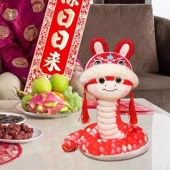 Китайская плюшевая игрушка-змея, фигурка животного для сувенира и праздников красный