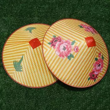 Китайская ретро-шляпа рыбака из бамбука и ротанга, соломенная шляпа ручной работы, реквизит для танцев под дождем, конусная шляпа от солнца, пластиковая бамбуковая шляпа A2