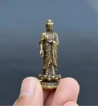 Китайская резьба Seiko, маленькая статуя Будды Шакьямуни из чистой латуни