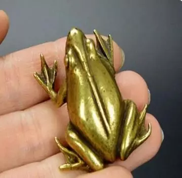 Китайская ручная резьба в пасторальном стиле, латунная лягушка, маленькая статуя, орнамент