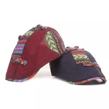Китайская шапочка с языком утки ветра Ms. Цветы Берет Этнический Ветер Ретро Пластинчатая Пряжка Кепка Женская Шляпа M56-58cm тёмно-синий