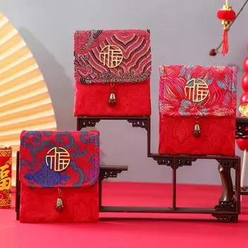 Китайская шелковая красная сумка-конверт Элегантный свадебный подарок с изысканной вышивкой Восточный шарм Красный конверт B