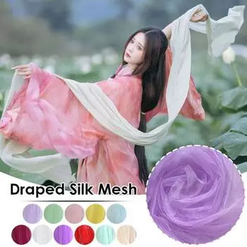 Китайская шифоновая длинная шаль, разноцветная шелковая лента Ханьфу, танцевальное представление 400x52cm фиолетовый