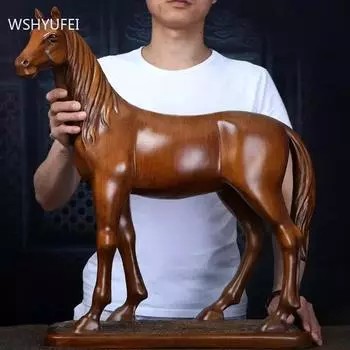 Китайская скульптура лошади, украшения из смолы, приносящие удачу, для гостиной, телевизора, тумбы, украшения для рабочего стола, аксессуары, домашние поделки 21x9x23cm светло-серый