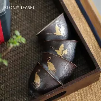 Китайская старинная керамическая чашка для чая, керамическая чашка ручной работы, переносная дорожная чашка для медитации, домашний чайный сервиз, мастер-чашки 6x5cm 55ml