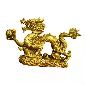 Китайская статуэтка дракона для установки на столешницу золотой