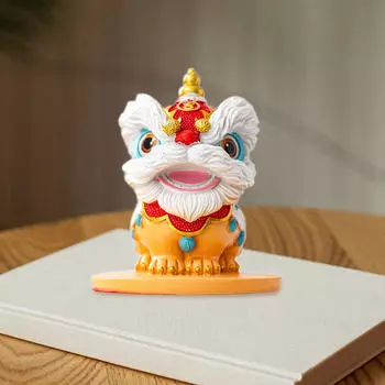 Китайская статуэтка льва, небольшая коллекционная вещь для декора офиса, любителей чая, входа в сад красный