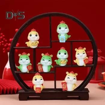 Китайская статуэтка змеи со знаком зодиака, расписанная вручную смоляная змея, мультяшная мини-статуэтка змеи для празднования Нового года и домашнего декора C жёлтый