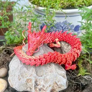 Китайская статуя дракона, напечатанная на 3D-принтере, фигурка дракона с подвижными суставами, шарнирная скульптура дракона, украшение стола для домашнего офиса