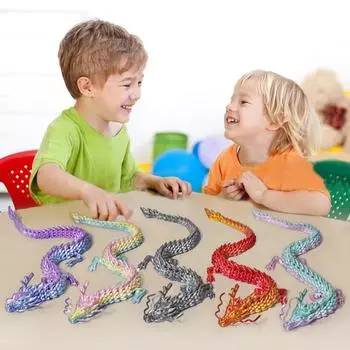 Китайская статуя дракона, напечатанная на 3D-принтере фигурка дракона с подвижными суставами, шарнирная скульптура дракона