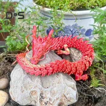 Китайская статуя дракона, напечатанная на 3D-принтере, фигурка дракона с подвижными суставами, шарнирная скульптура дракона, украшение стола для домашнего офиса