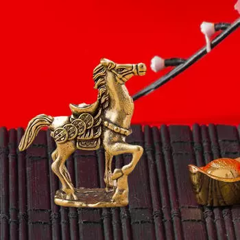 Китайская статуя лошади, настольная фигура, креативное украшение дома, скульптуры животных, латунь для кабинета