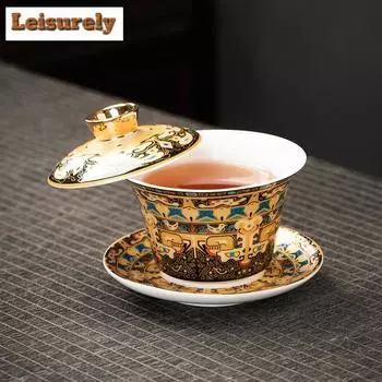 Китайская танка позолоченная гайвань бутик эмалированная цветная крышка для чая супница крышка для заваривания чая чаша китайский чайный сервиз украшения подарок