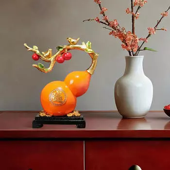 Китайская тыква, центральная часть, скульптура из смолы, статуэтка фэншуй для офиса синий