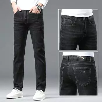 Китайская вышивка черные джинсы мужские эластичные узкие прямые эластичные прилив досуг осень и зима новые брюки мужские 29 чёрный