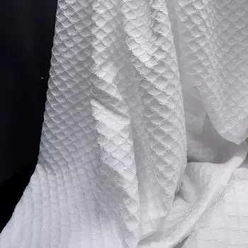 Китайская жаккардовая текстура ткани трехмерный масштаб в форме веера классическая одежда DIY швейные креативные дизайнерские ткани ткань 100x150cm белый