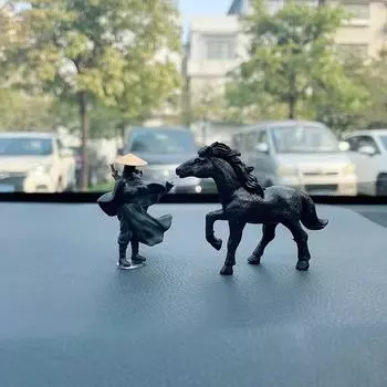 Китайская живопись тушью Одинокая тень фехтовальщика в античном стиле Окно автомобиля Центральная консоль Орнамент Украшения интерьера Аксессуары