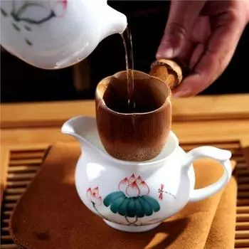 Китайские гаджеты Церемония Дуршлаг Сито Кунг-фу Чайные аксессуары Бамбуковый фильтр для чая Инструменты коричневый