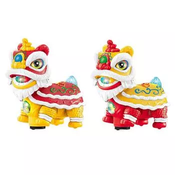 Китайские игрушки для танца льва, электрический танец льва со светом и музыкой, забавные качающиеся головы для танца льва для детей