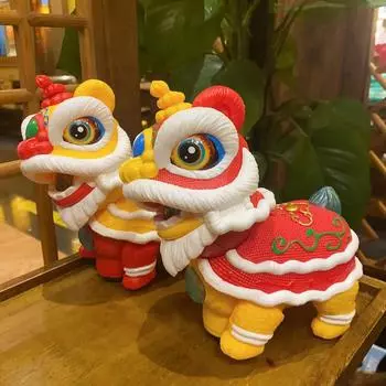 Китайские игрушки для танца льва, электрический танец льва со светом и музыкой, забавные качающиеся головы для танца льва для детей красный