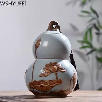 Китайские керамические чайные банки большой емкости, дорожный ящик для хранения чайных пакетиков, портативный герметичный контейнер для керамики, чайный набор, аксессуары A