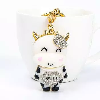 Китайские креативные брелки со знаком зодиака, изысканные милые брелки с телячьими ушками, модные подвески, аксессуары для женских сумок, автомобильные брелки, аксессуары 10 cm белый