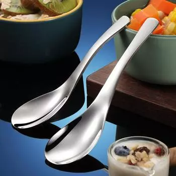 Китайские ложки для супа из нержавеющей стали, домашняя кухня, углубленная большая емкость, серебряная зеркальная полированная посуда для супа, рисовая посуда silver 1