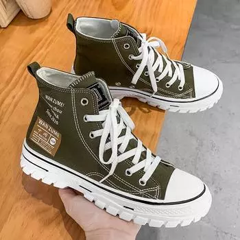 Китайские парусиновые туфли мужские 2025 весна и лето новая корейская версия модной мужской обуви высокие повседневные туфли модная обувь тканевая обувь 41 чёрный