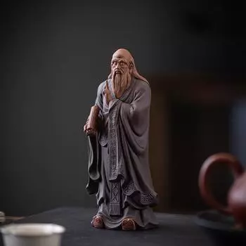 Китайские поделки из фиолетового песка в стиле дзен, маленькие исторические фигуры, украшения для Лао-цзы, кабинет, музей, старинная полка, офисное украшение