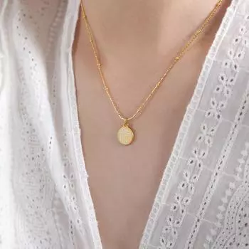 Китайские придворные ювелирные изделия ретро двойное счастье круглый бренд кулон ожерелье не выцветает титановая сталь 18-каратное золото ключичная цепочка