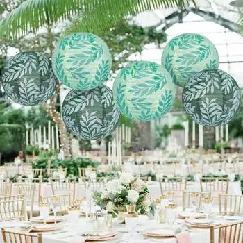 Китайские японские бумажные фонарики Yousheng, зеленые оливковые листья, подвесные фонарики для свадьбы в стиле бохо, дня рождения, вечеринки, девичника, декора темно-зеленого