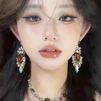Китайские ретро-серьги со стразами в стиле тяжелой промышленности, легкие роскошные преувеличенные серьги, высококачественные вечерние серьги для вечернего платья