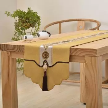 Китайские скатерти из хлопка и льна, вышитый настольный флаг, современный чайный столик, чехлы для телевизора, тканевый декор для обеденного стола 33x120cm 1pcs