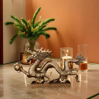 Китайские сокровища Статуя Дракона Фигурка Скульптура из смолы для входного шкафа